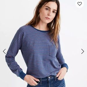 Madewell long sleeve pocket tee in indigo stripe